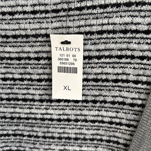 Talbots Long Black and White Tweed Cardigan, pearl buttons, NWT, XL - Picture 3 of 3
